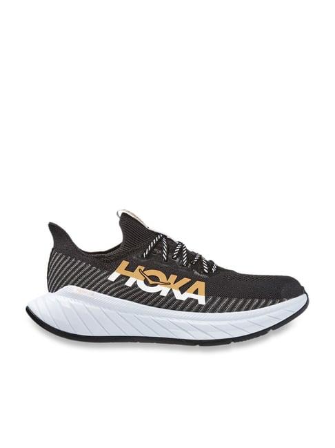 hoka men's carbon x 3 black & white running shoes