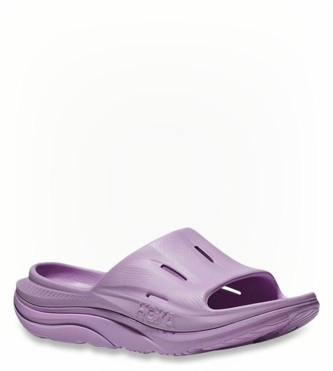 hoka men's u ora recovery purple slides