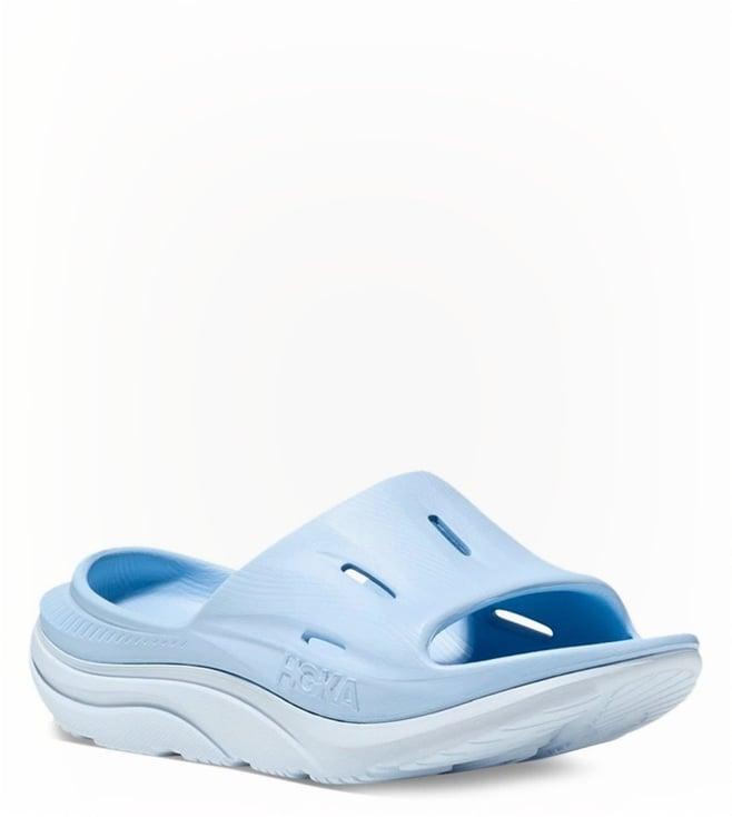 hoka men's u ora recovery slide 3 airy blue slides