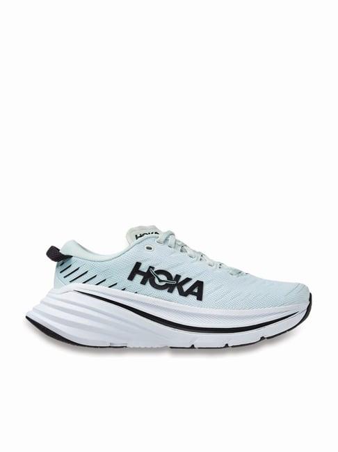 hoka women's bondi x glass blue running shoes