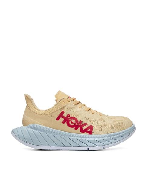 hoka women's carbon x 2 beige running shoes