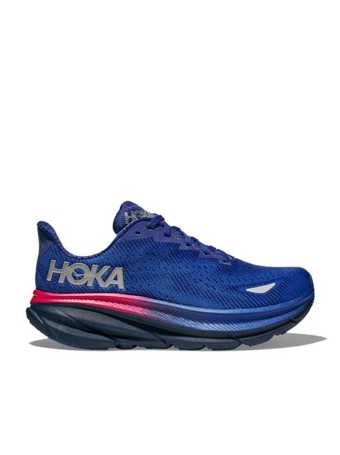 hoka women's w clifton 9 gtx dazzling blue & evening sky running shoes