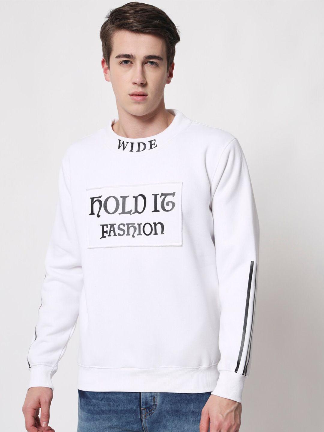 holdit men typography printed knitted pullover sweatshirt