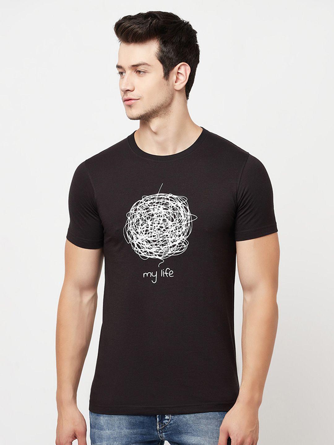 holdit men black printed cotton t-shirt