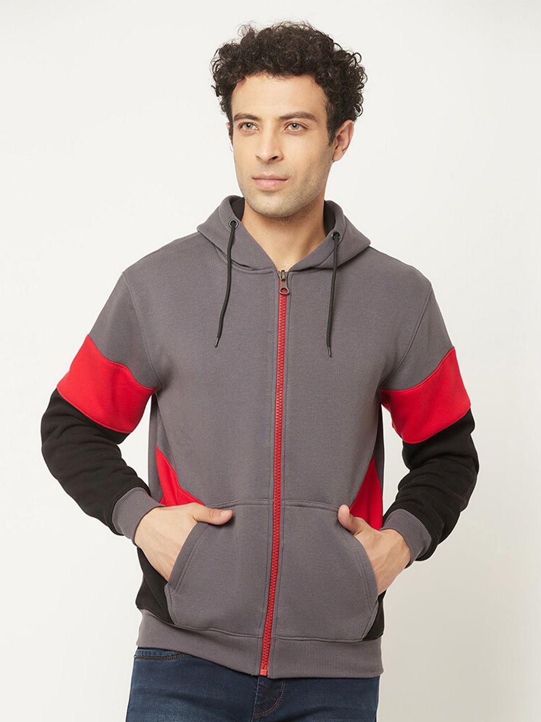 holdit men colourblocked hooded front-open sweatshirt