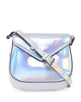 holographic flap-over sling bag