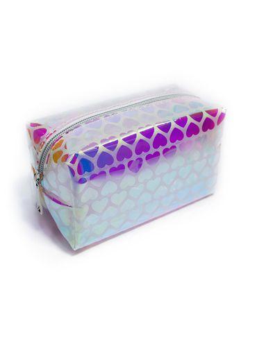 holographic mini multi-purpose make up travel pouch hearts