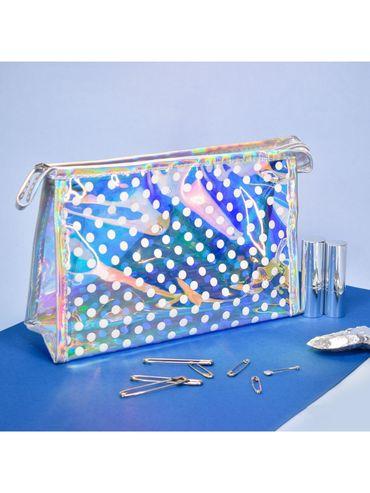 holographic travel and make up pouch - polka dot