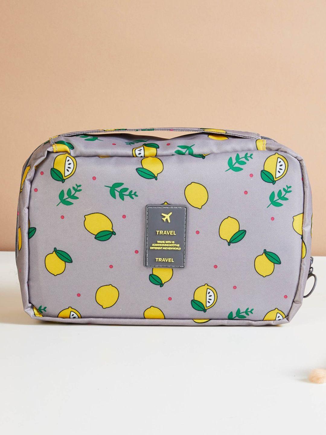home centre corsica eclipse grey & yellow printed makeup kit travel pouch