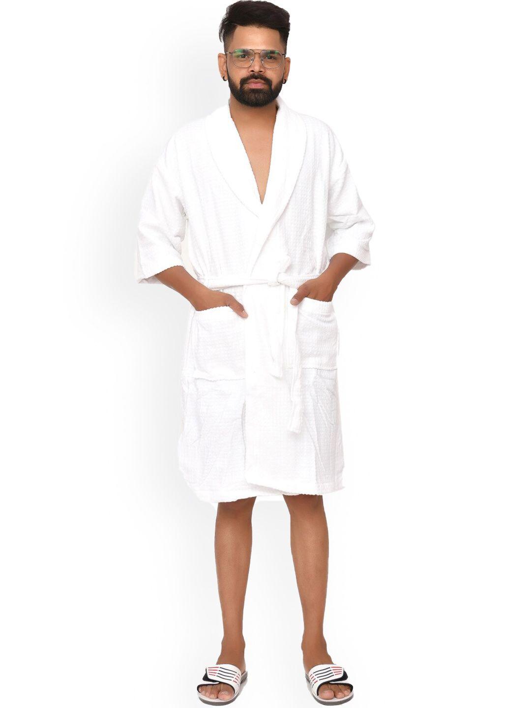 home fresh unisex self design pure cotton bath robe with belt