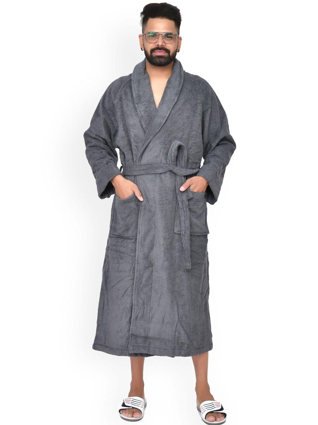 home fresh unisex self design pure cotton bath robe with belt