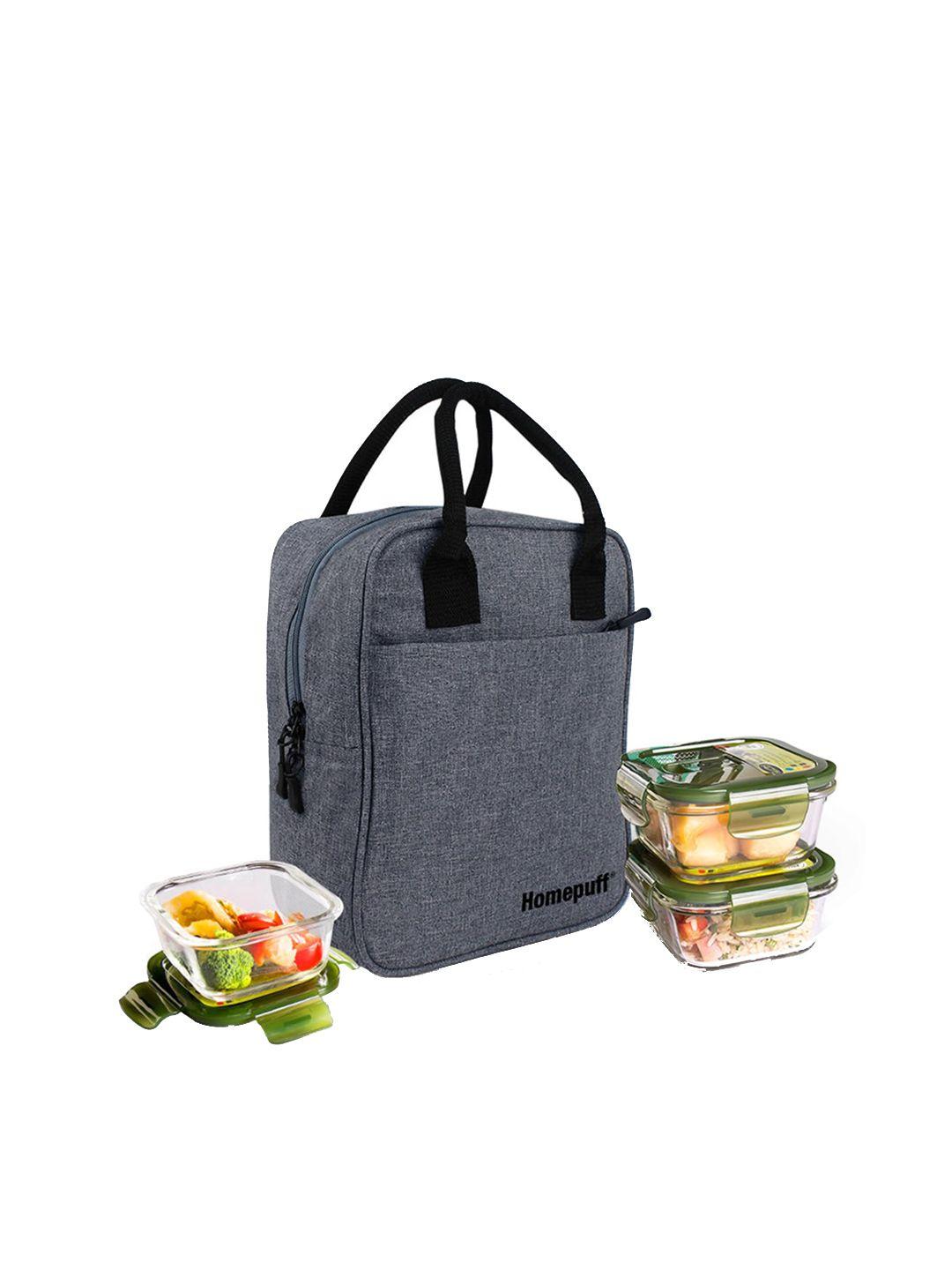 home puff grey solid tiffin lunch bag