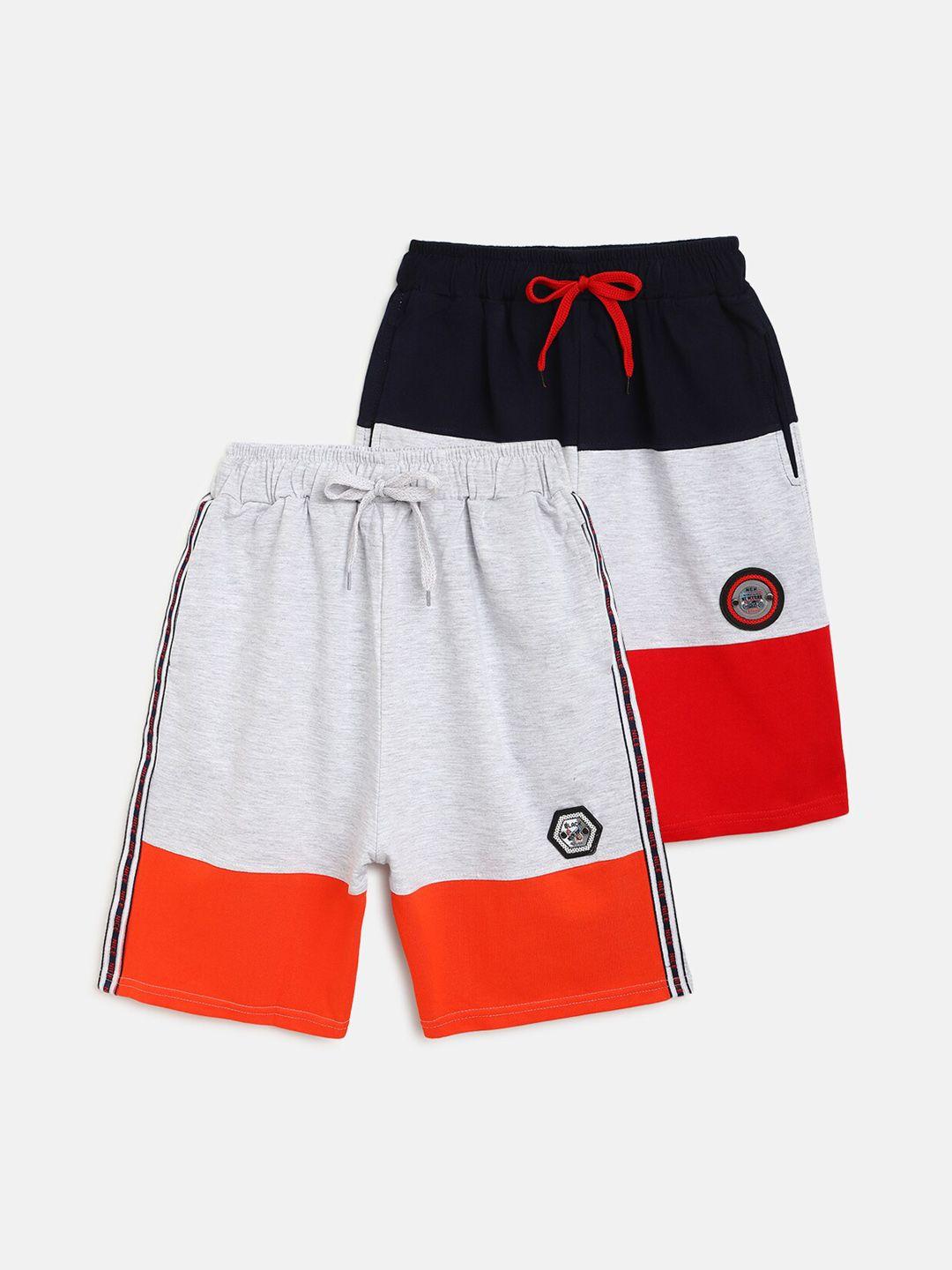 homegrown boys navy blue colourblocked outdoor shorts