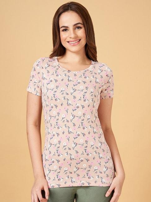 honey by pantaloons beige cotton printed t-shirt