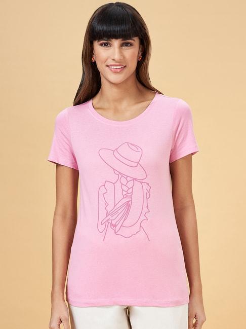 honey by pantaloons dusty pink cotton printed t-shirt