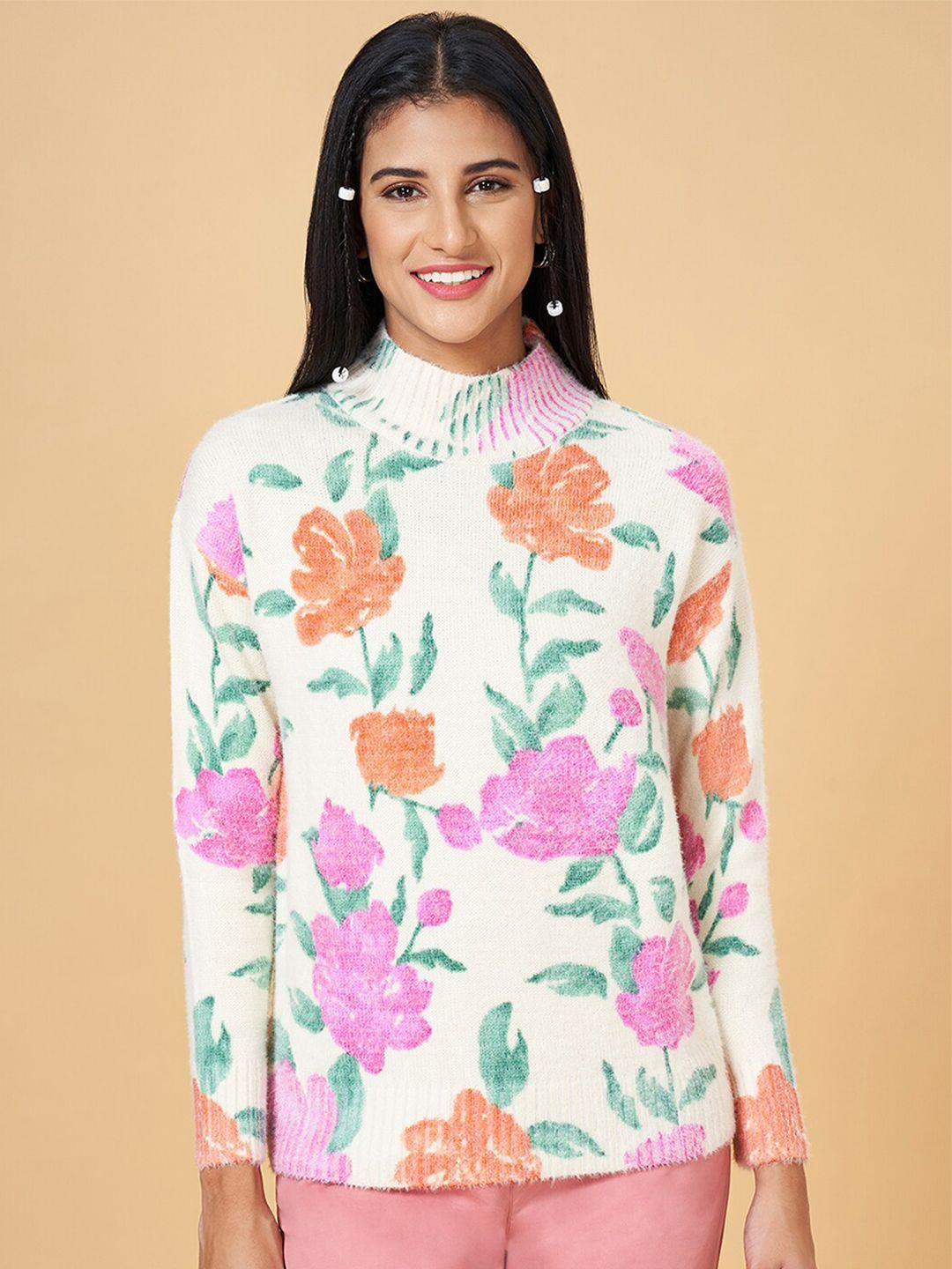 honey by pantaloons floral printed mock collar pullover