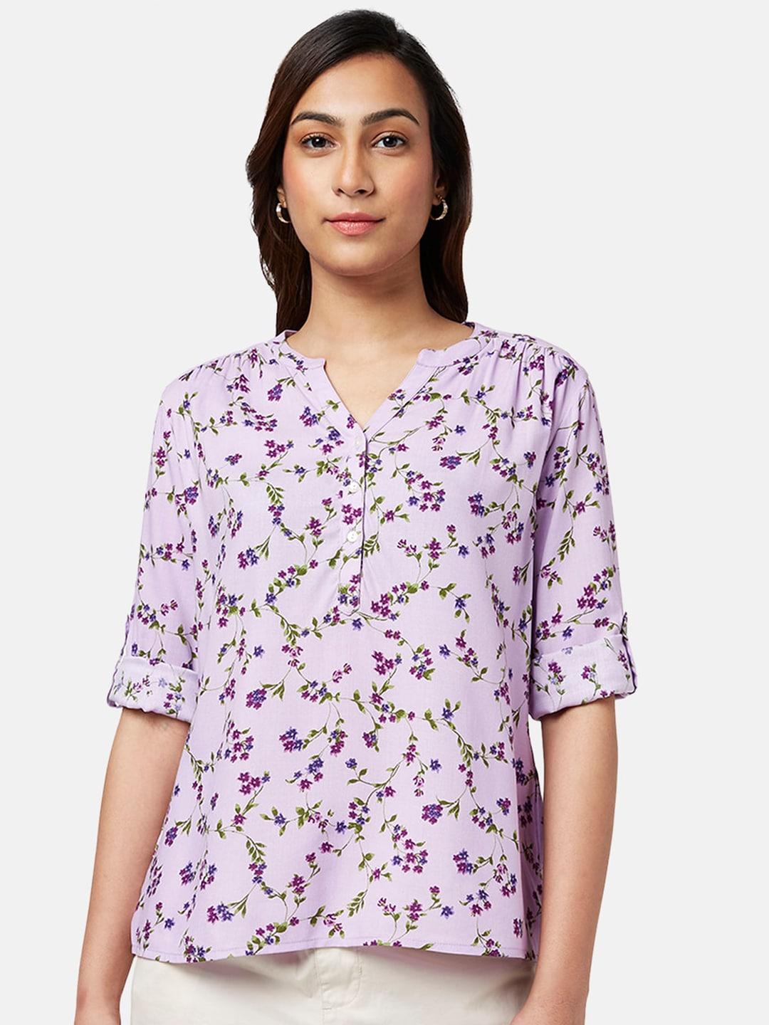 honey by pantaloons floral printed roll up sleeves tunic