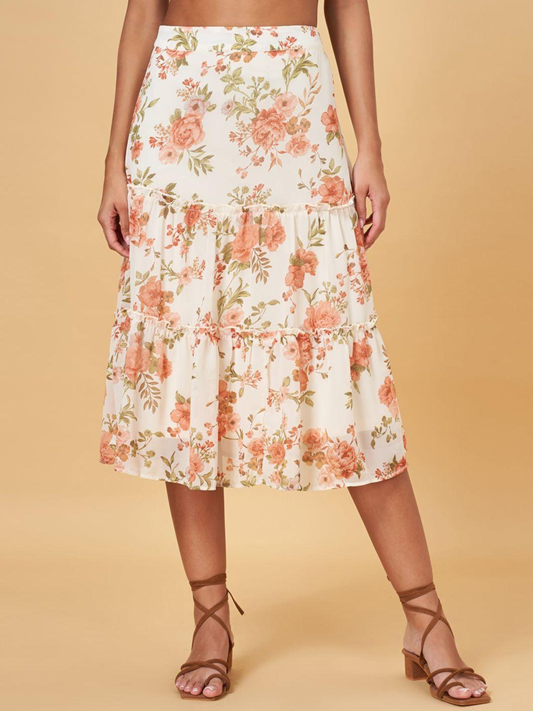 honey by pantaloons floral printed tiered a-line midi skirt