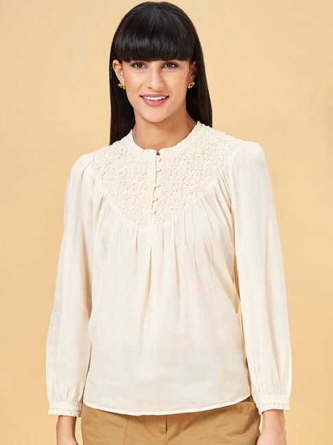 honey by pantaloons off-white cotton top