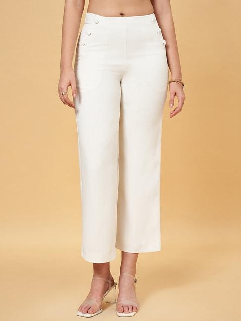 honey by pantaloons off-white flared trousers
