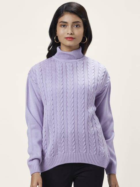honey by pantaloons purple self pattern sweater