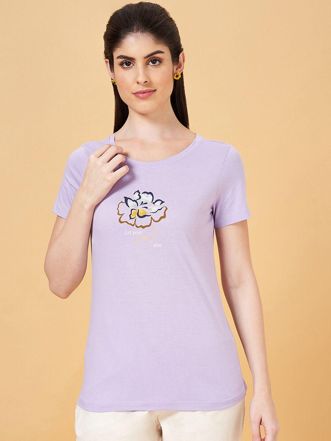 honey by pantaloons regular fit floral printed round neck cotton t-shirt