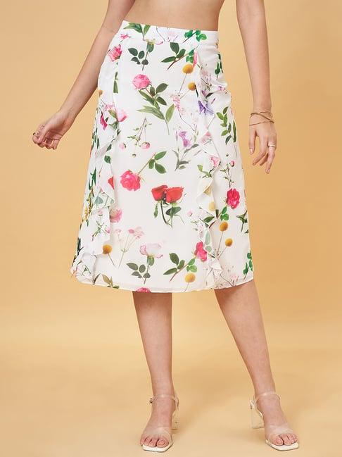 honey by pantaloons white printed a-line skirt