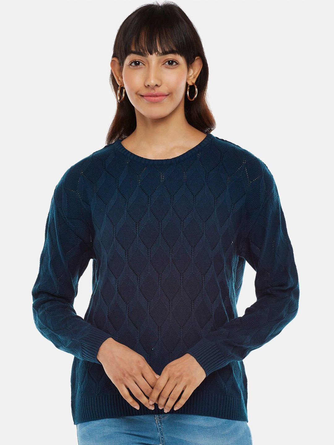 honey by pantaloons women blue cable knit pullover
