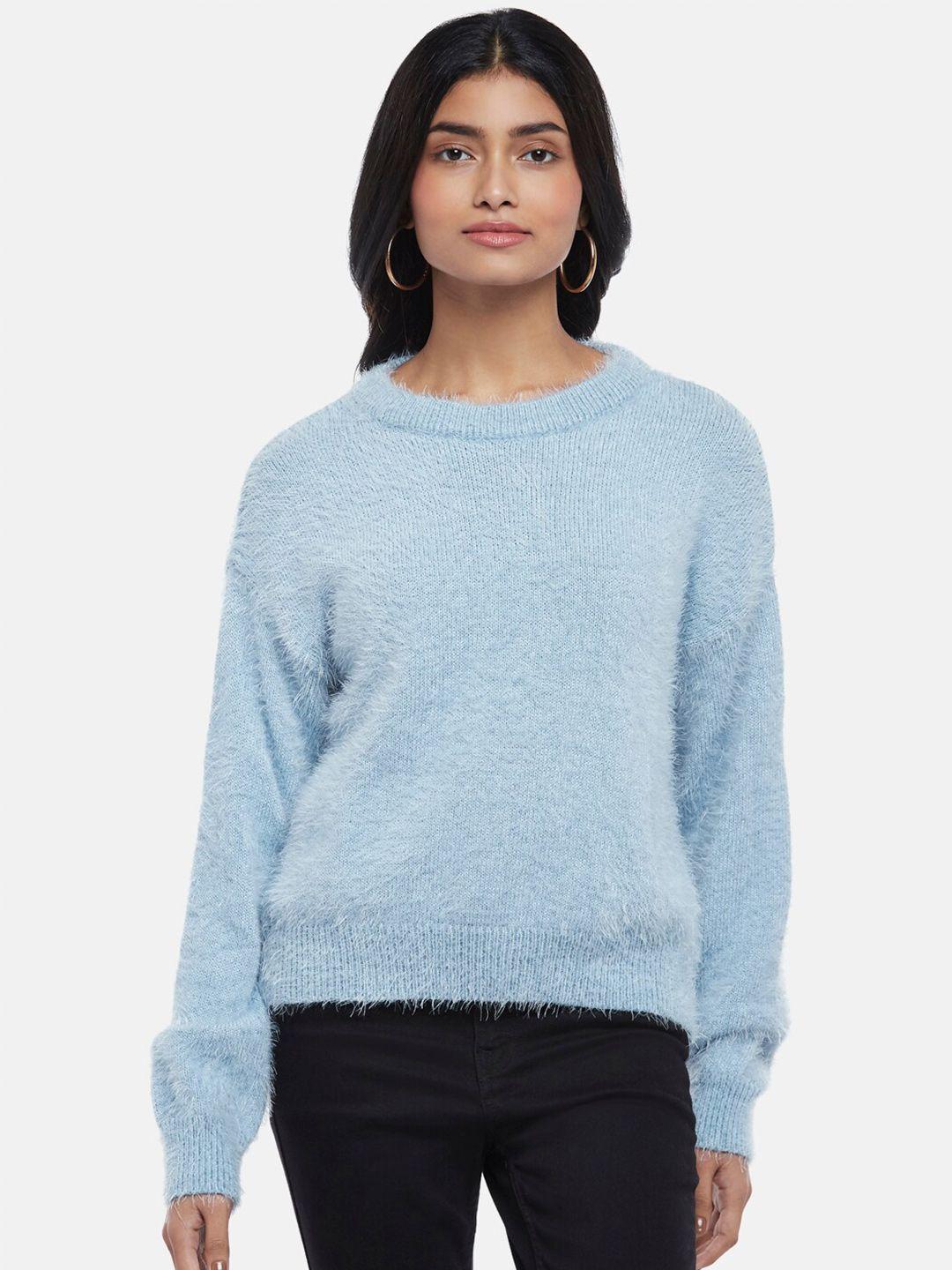 honey by pantaloons women blue ribbed pullover