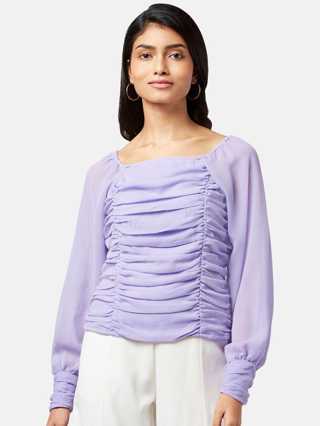 honey by pantaloons women cuffed sleeves lavender top