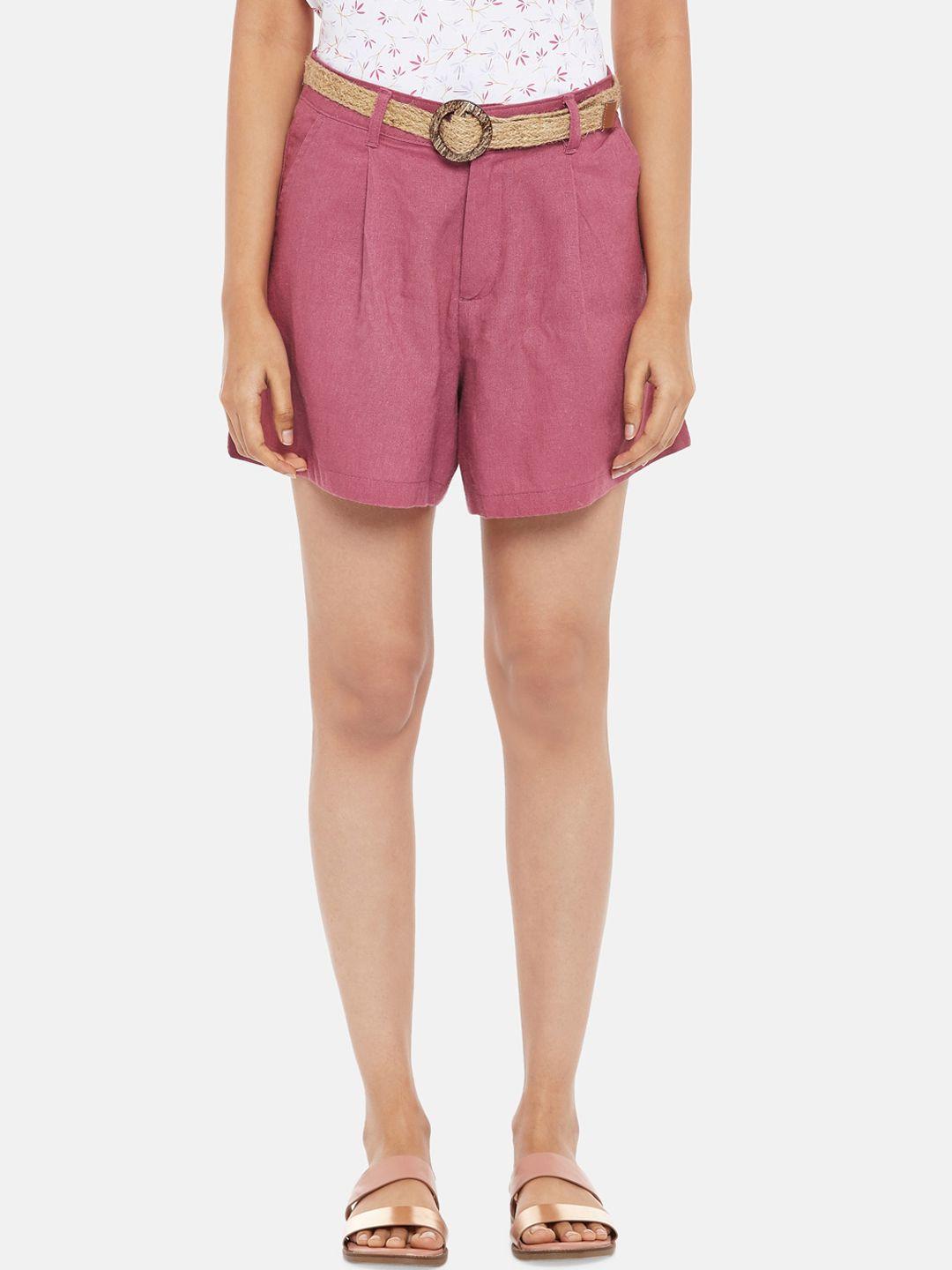 honey-by-pantaloons-women-mauve-linen-regular-shorts