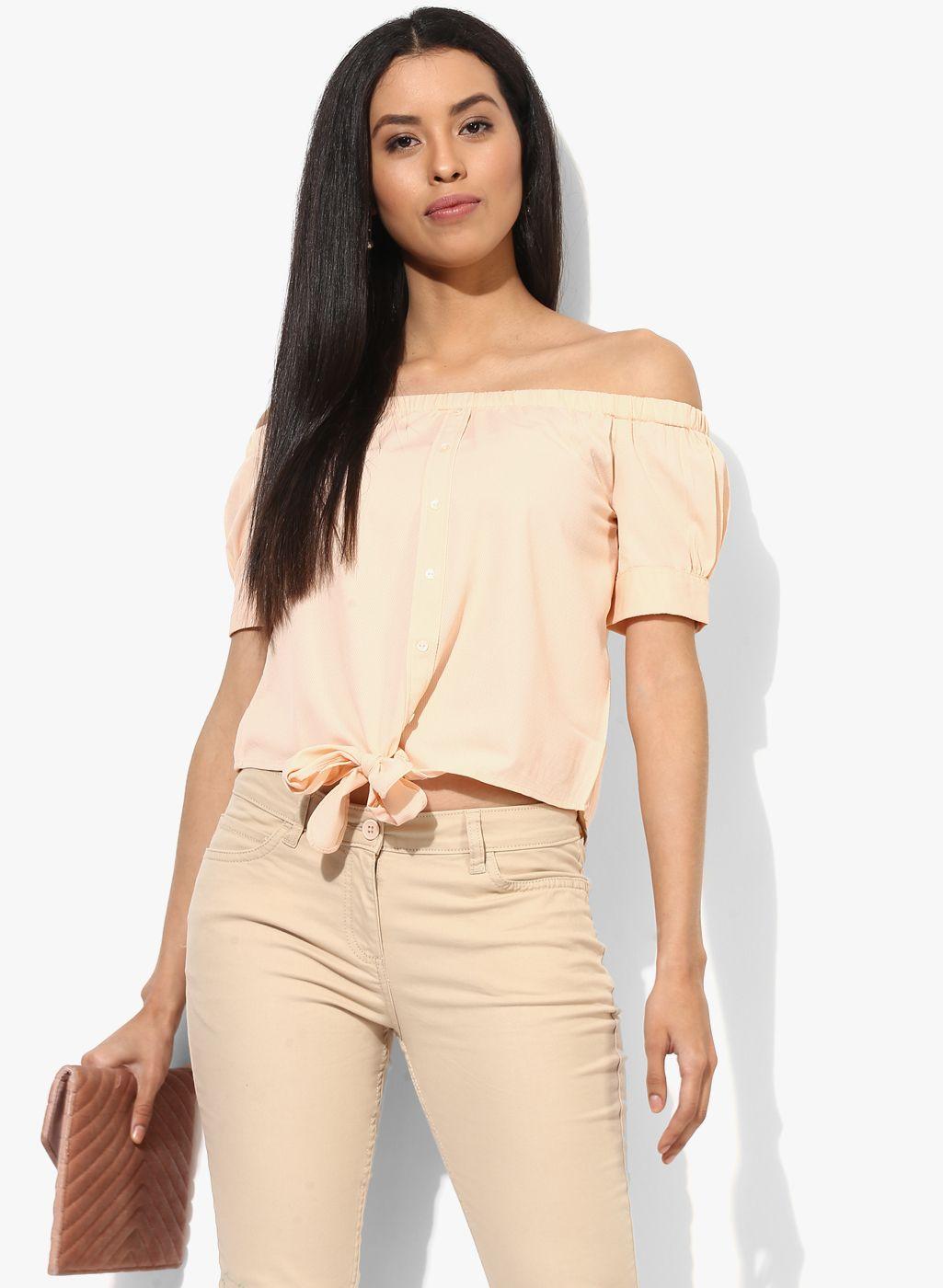 honey by pantaloons women peach-coloured printed top