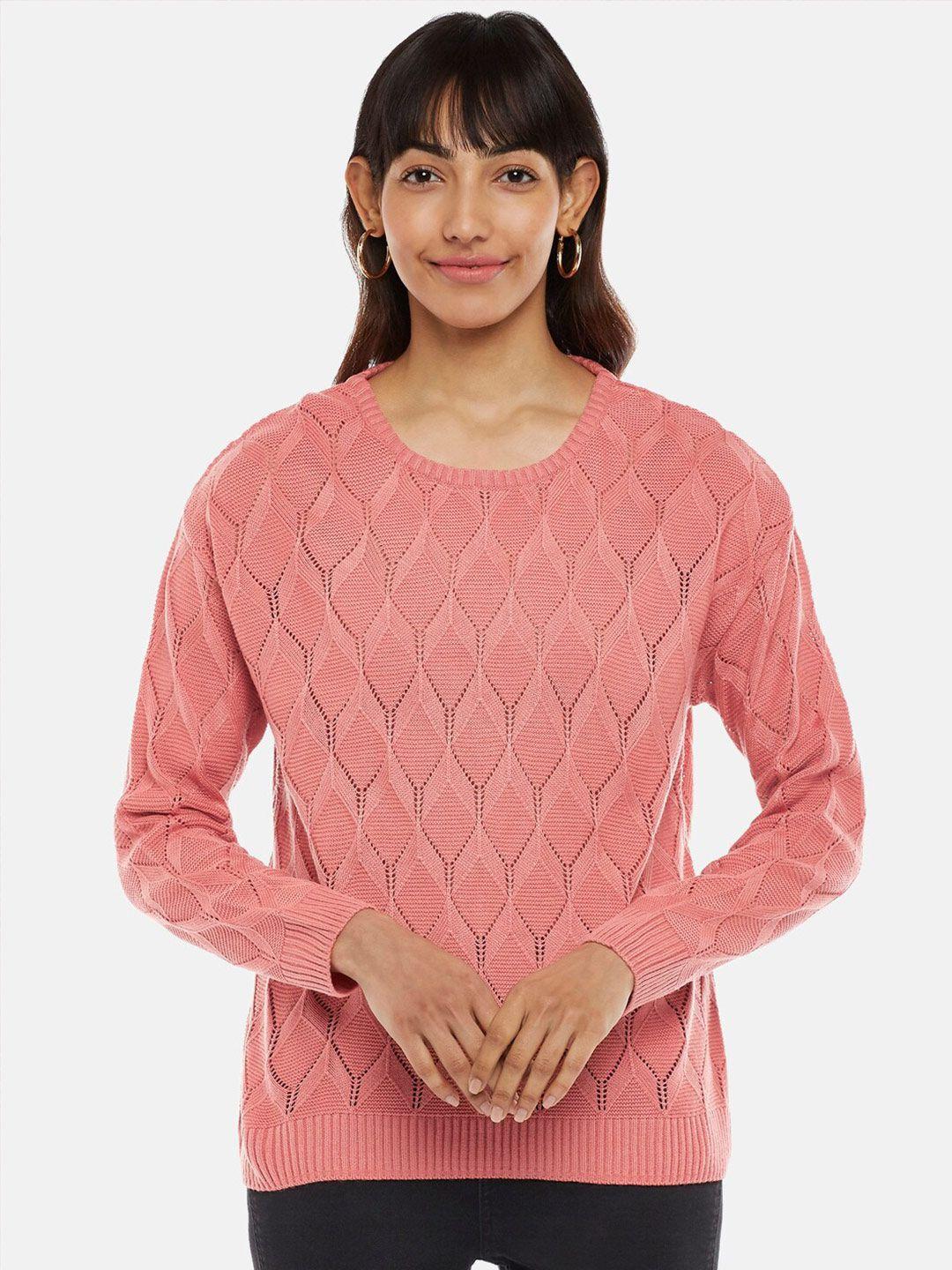 honey by pantaloons women pink round neck sweater