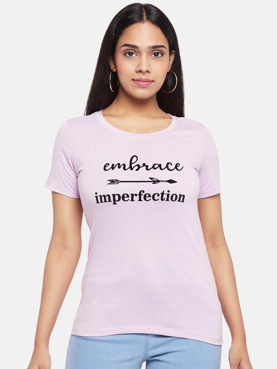honey by pantaloons women purple typography applique t-shirt