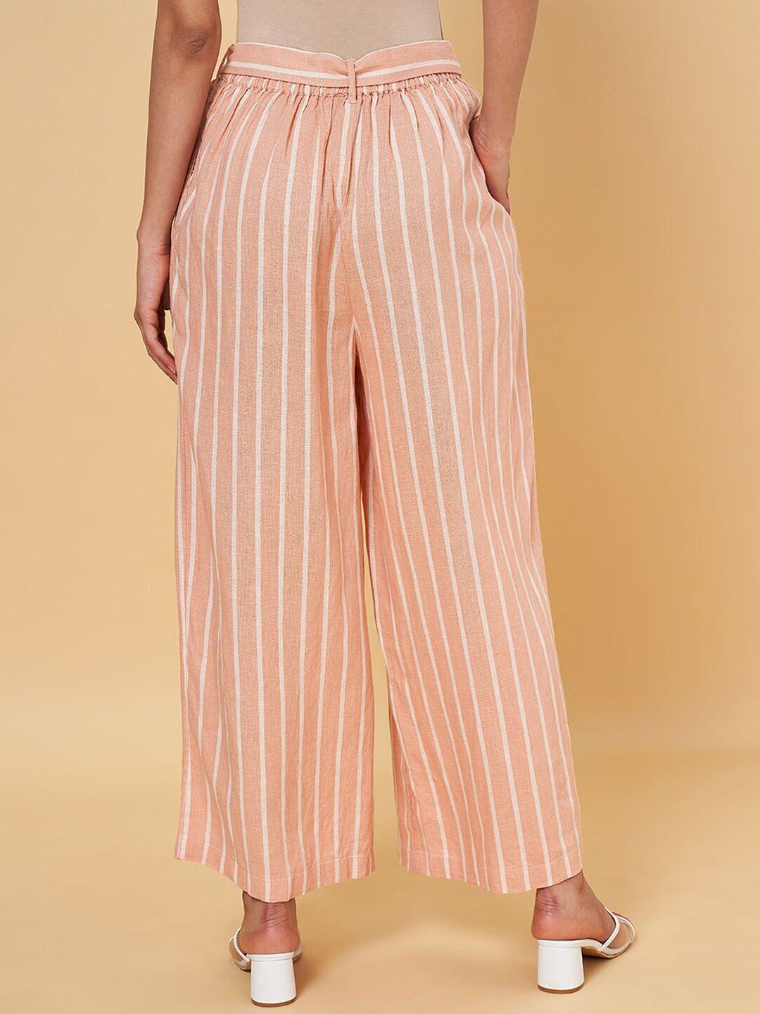 honey by pantaloons women striped high-rise parallel trousers