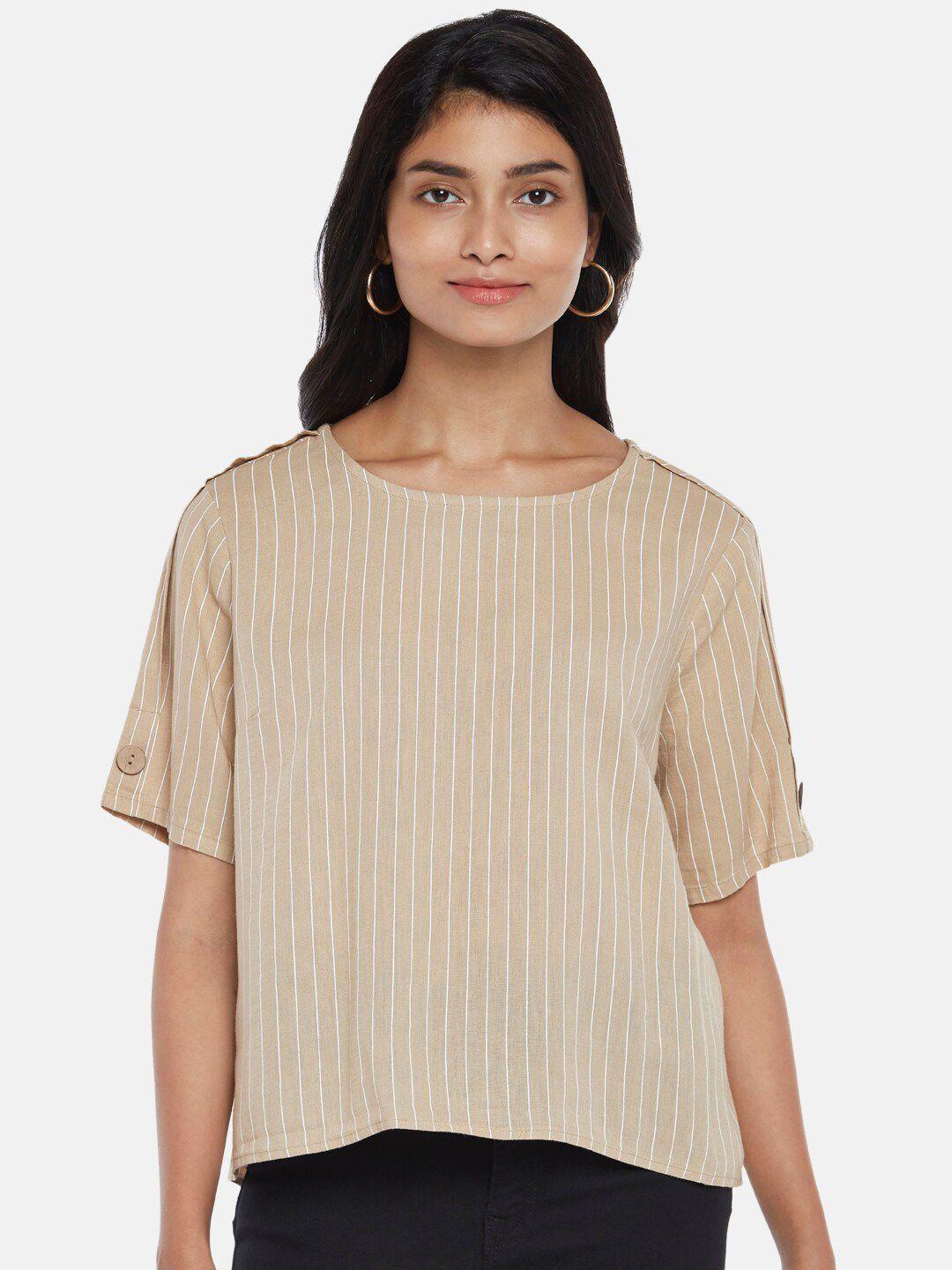 honey by pantaloons  women beige striped top