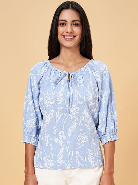 honey by pantaloons blue cotton printed top