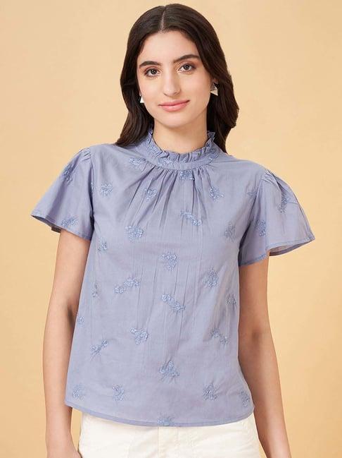 honey by pantaloons blue embroidered top