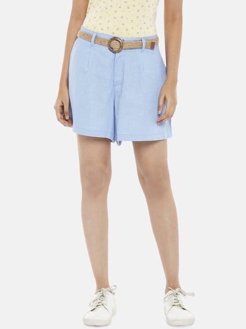 honey by pantaloons blue mid rise shorts