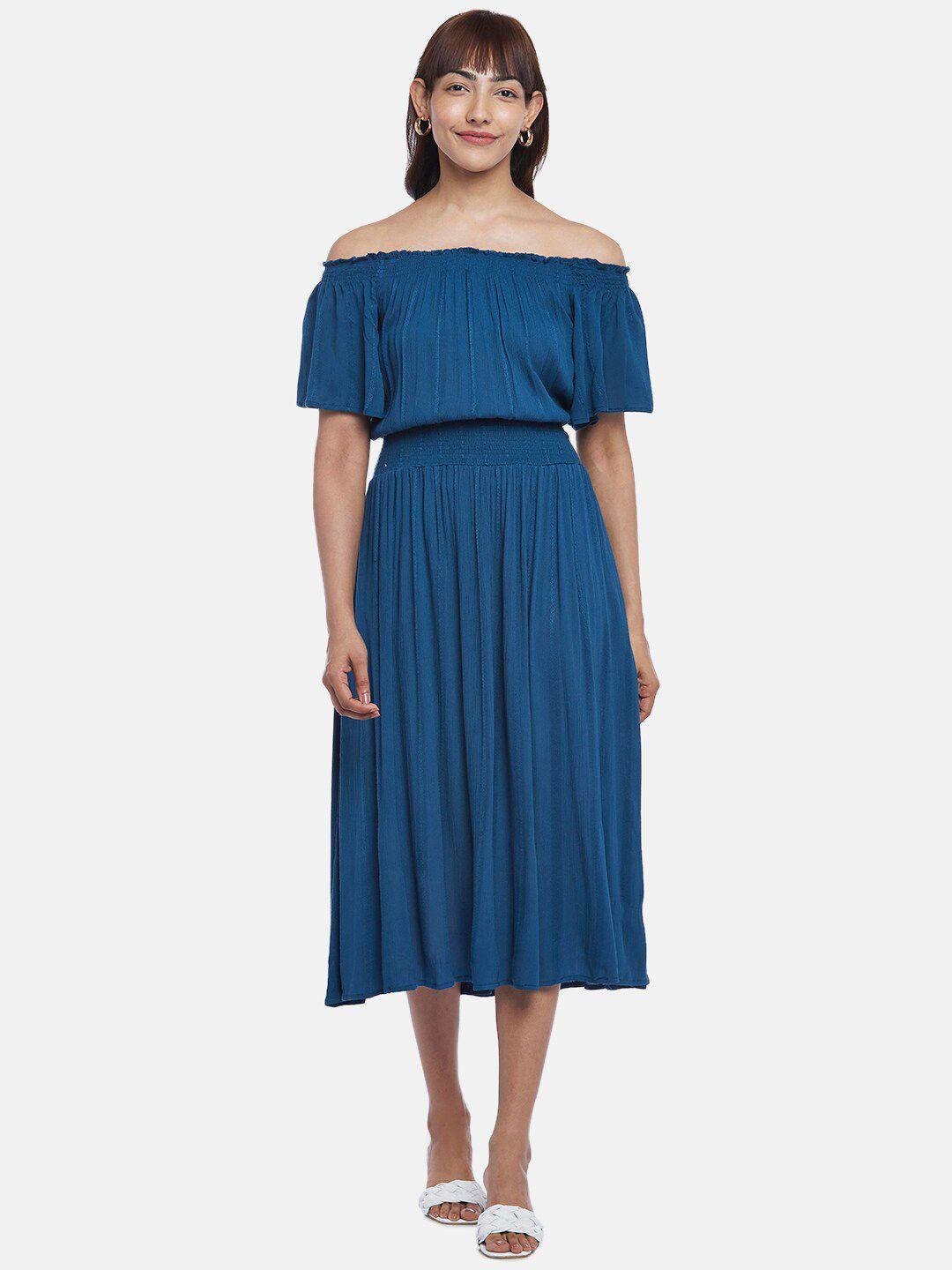 honey by pantaloons blue off-shoulder midi dress