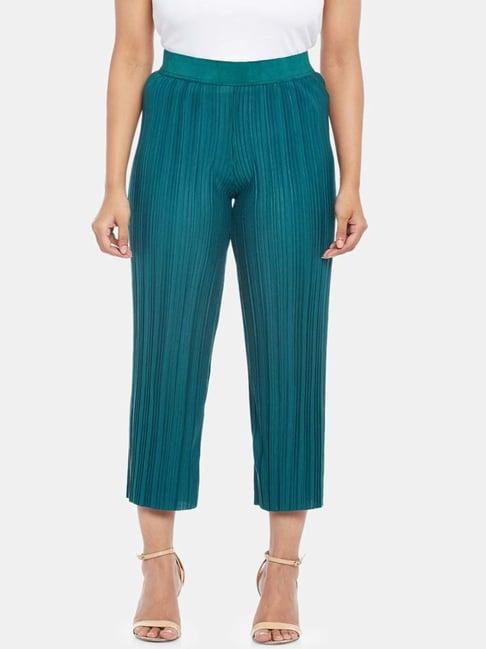 honey by pantaloons blue striped cropped pants