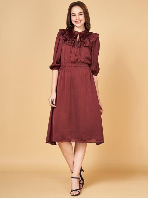 honey by pantaloons brown blouson dress