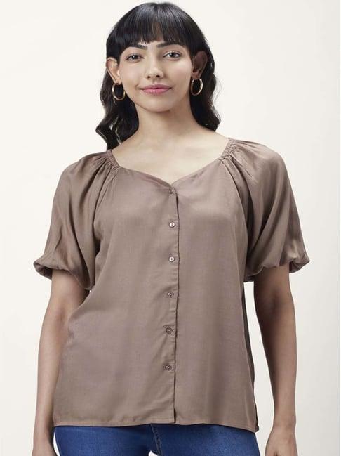 honey by pantaloons brown comfort fit top