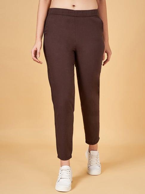 honey by pantaloons brown cotton trousers
