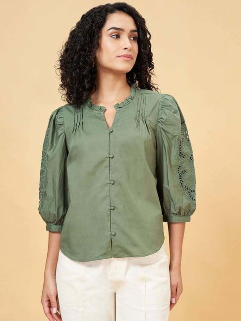 honey by pantaloons duck green cotton top