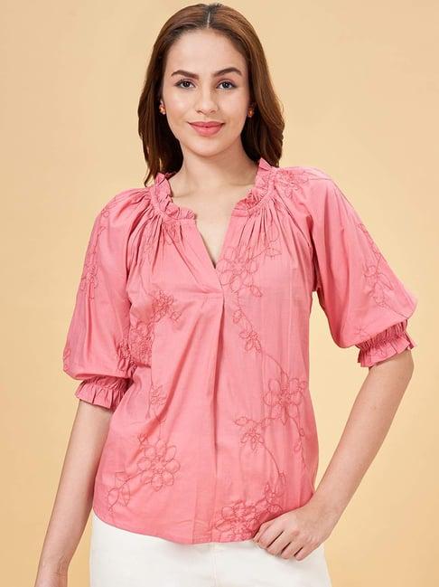 honey by pantaloons dusty pink embroidered top