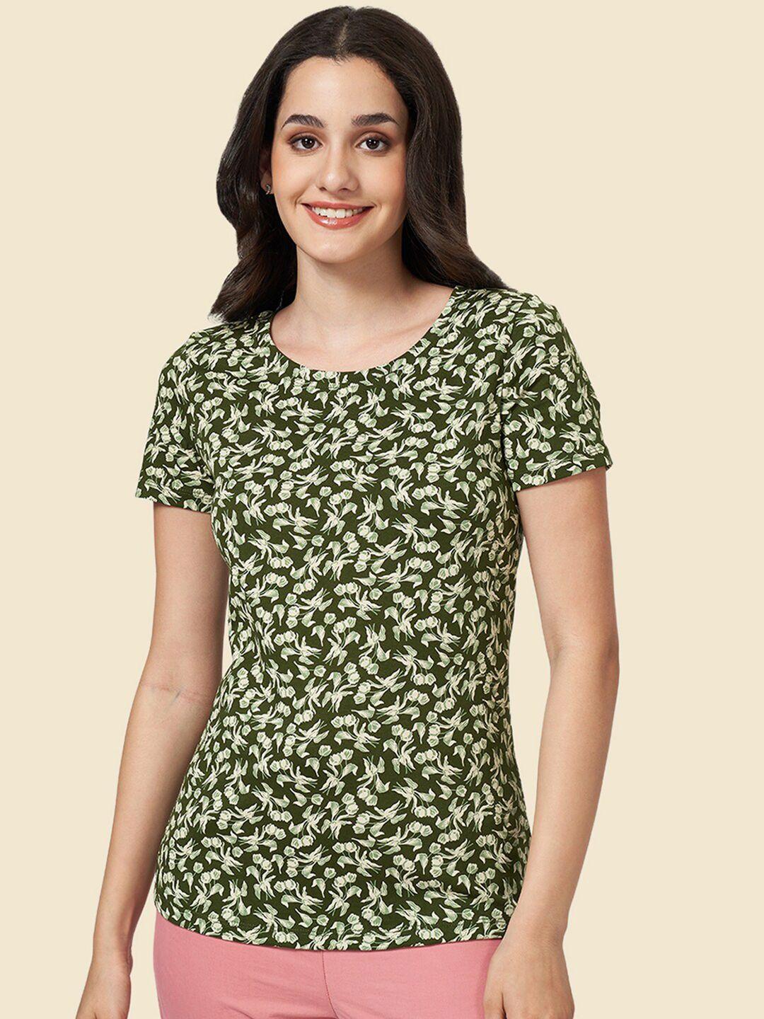 honey by pantaloons floral printed cotton casual t-shirt