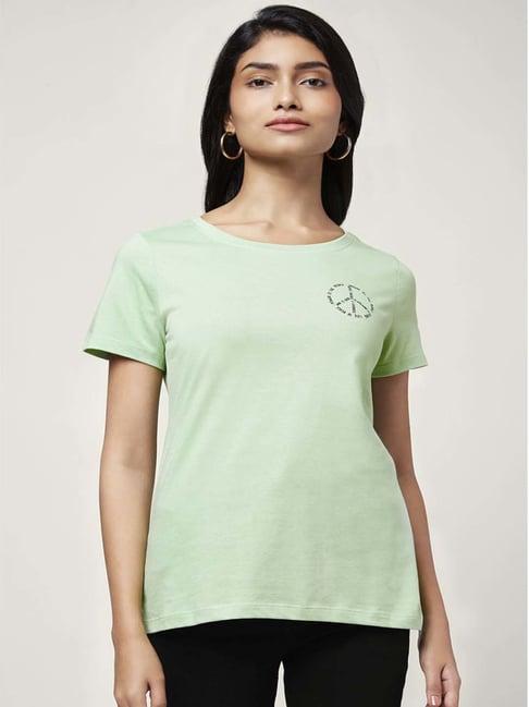 honey by pantaloons green cotton graphic print t-shirt