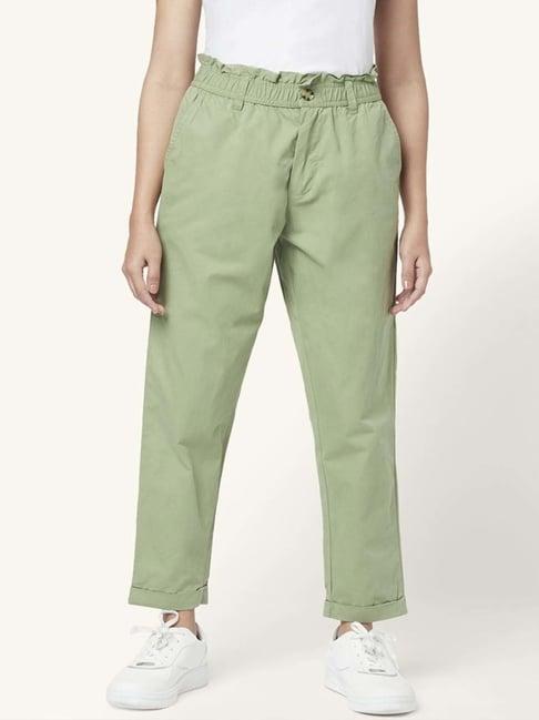 honey by pantaloons green cotton pants