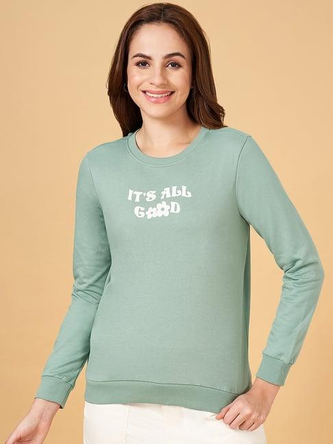 honey by pantaloons green cotton printed sweatshirt